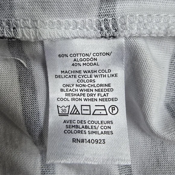 LOFT Petite Modern Wedge Cap Sleeve Tee | White & Black Stripes | Medium - Picture 6 of 7